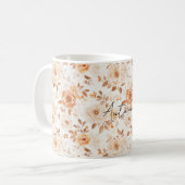 Mug Fleurs blanches crème de pêche (Devant gauche)