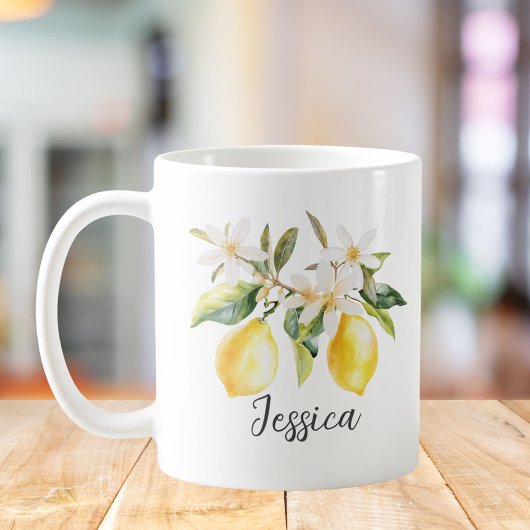 Mug Fleurs Blanches de Fruits de Citron Monogramme Bra