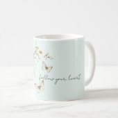 Mug Fleurs Blanches de Menthe Papillons Shower de Mari (Devant droit)