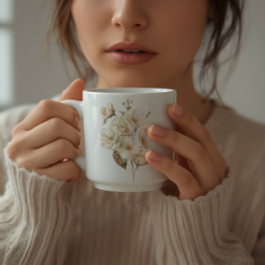 Mug Fleurs blanches délicates à l'aquarelle douce