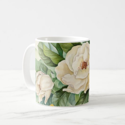 Mug Fleurs blanches élégantes de magnolia dans (Devant gauche)