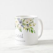 Mug Fleurs blanches et de la marine Femme 100e anniver (Devant droit)