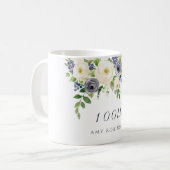 Mug Fleurs blanches et de la marine Femme 100e anniver (Devant gauche)
