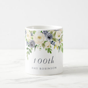 Mug Fleurs blanches et de la marine Femme 100e anniver