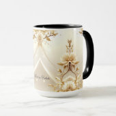 Mug Fleurs Blanches et Dorées (Devant droit)