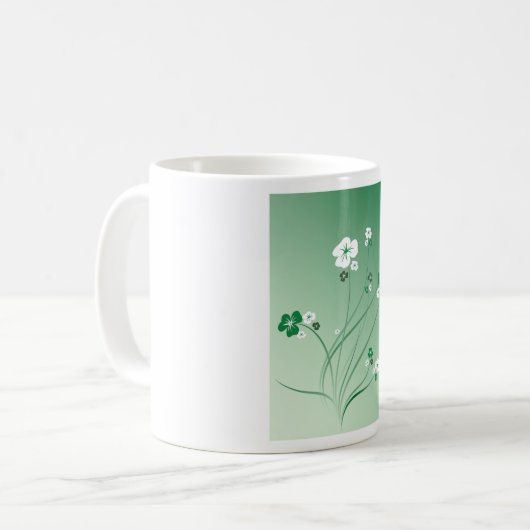 Mug Fleurs Blanches Et Vertes (Devant gauche)
