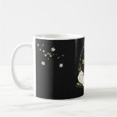 Mug fleurs blanches feuilles or noir (Gauche)