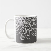 Mug Fleurs blanches gris tendance Nom initial (Gauche)