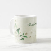 Mug Fleurs blanches ivoire romantiques verdure (Devant gauche)