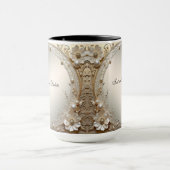 Mug Fleurs Blanches Modernes Perles (Centre)