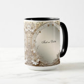 Mug Fleurs Blanches Modernes Perles (Devant droit)