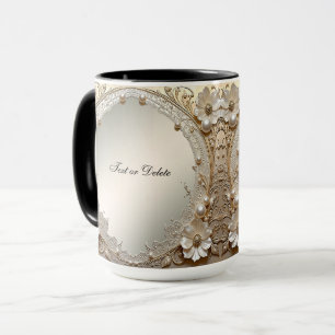 Mug Fleurs Blanches Modernes Perles
