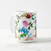 Mug Fleurs blanches, oiseaux, abeilles, citron, papill (Devant gauche)