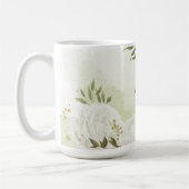 Mug fleurs blanches romantiques avec de jolies feuille (Gauche)