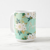 Mug Fleurs blanches romantiques Conception de l'aquare (Devant gauche)