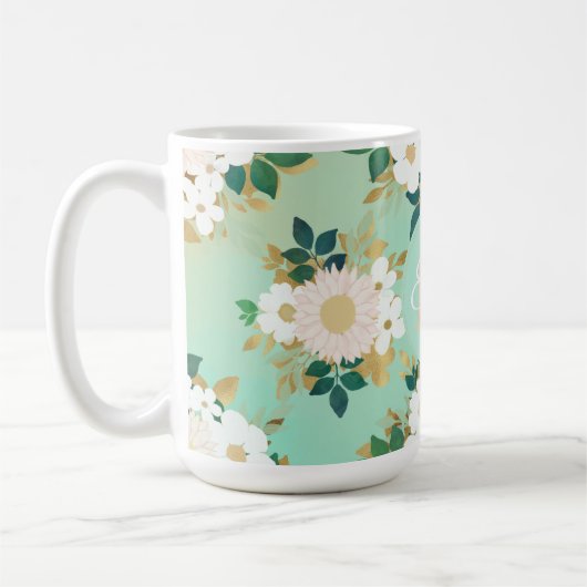 Mug Fleurs blanches romantiques Conception de l'aquare (Gauche)