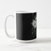 Mug fleurs blanches romantiques verdure noir (Gauche)