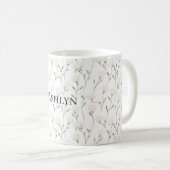 Mug Fleurs blanches roses (Devant droit)