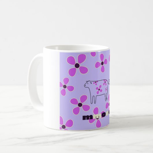 Mug Fleurs blanches roses (Devant gauche)