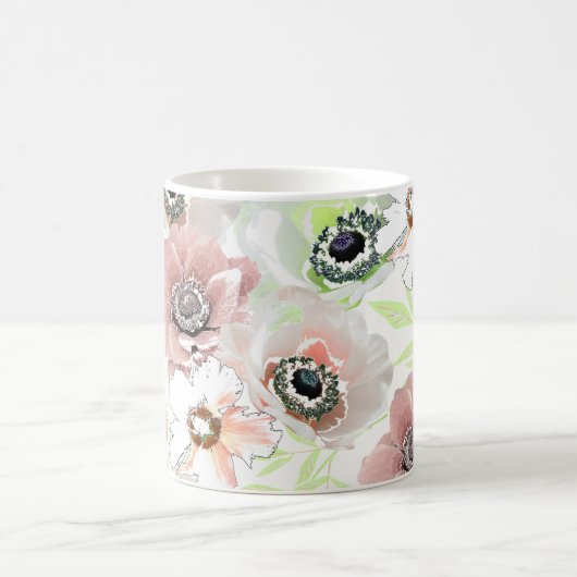 Mug Fleurs blanches, roses. (Centre)