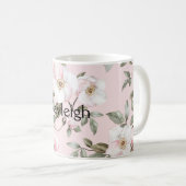 Mug Fleurs blanches roses blush jolies (Devant droit)