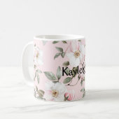 Mug Fleurs blanches roses blush jolies (Devant gauche)