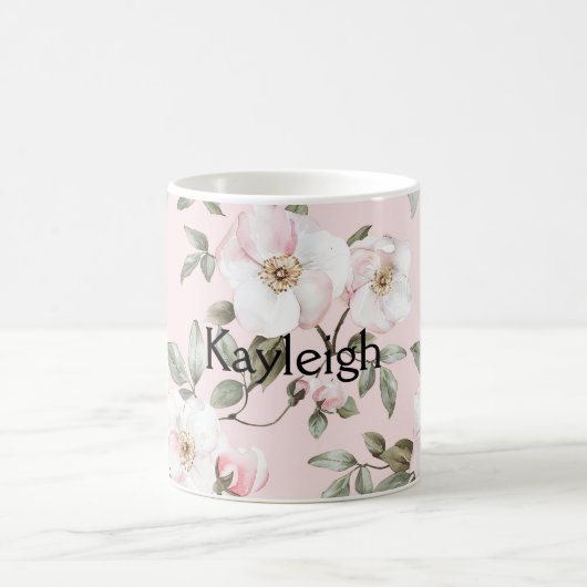 Mug Fleurs blanches roses blush jolies (Centre)