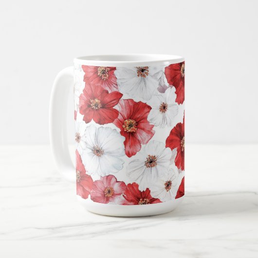 Mug Fleurs blanches rouges (Devant gauche)