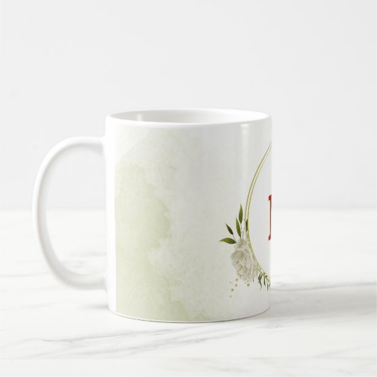 Mug Fleurs blanches rouges feuillage (Gauche)