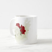 Mug Fleurs blanches rouges feuillage (Devant gauche)