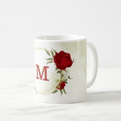 Mug Fleurs blanches rouges feuillage vert (Devant droit)