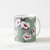 Mug Fleurs blanches rouges sans joint : décoration ver (Devant droit)