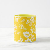 Mug Fleurs blanches sur fond jaune de printemps (Centre)