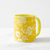 Mug Fleurs blanches sur fond jaune de printemps (Devant droit)