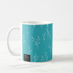 Mug Fleurs blanches turquoises vertes Motif pour les t