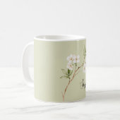 Mug Fleurs Blanches Vert Pâle Personnalisées (Devant gauche)
