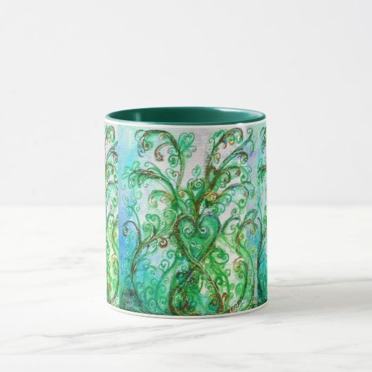 Mug FLEURS BLANCHES vert vif bleu jaune (Centre)