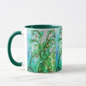 Mug FLEURS BLANCHES vert vif bleu jaune (Gauche)