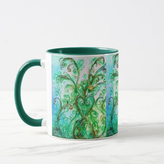 Mug FLEURS BLANCHES vert vif bleu jaune (Gauche)