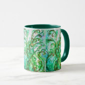 Mug FLEURS BLANCHES vert vif bleu jaune (Devant droit)