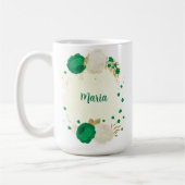 Mug fleurs blanches vertes botaniques mariage or (Gauche)