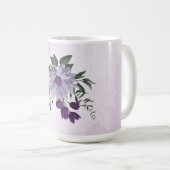 Mug Fleurs blanches violettes romantiques verdure (Devant droit)