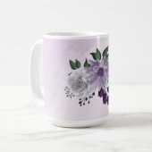 Mug Fleurs blanches violettes romantiques verdure (Devant gauche)