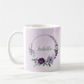 Mug Fleurs blanches violettes romantiques verdure (Gauche)
