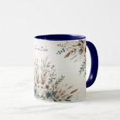 Mug Fleurs Bleu Ivoire Aquarelle (Devant droit)