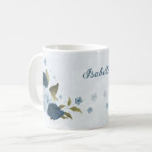 Mug fleurs bleu marine clair (Devant gauche)
