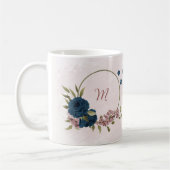 Mug fleurs bleu marine rose (Gauche)