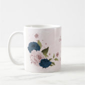 Mug fleurs bleu marine rose  (Gauche)