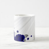 Mug fleurs bleu royal feuilles argent marbre (Centre)
