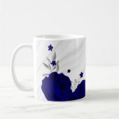 Mug fleurs bleu royal feuilles argent marbre (Gauche)
